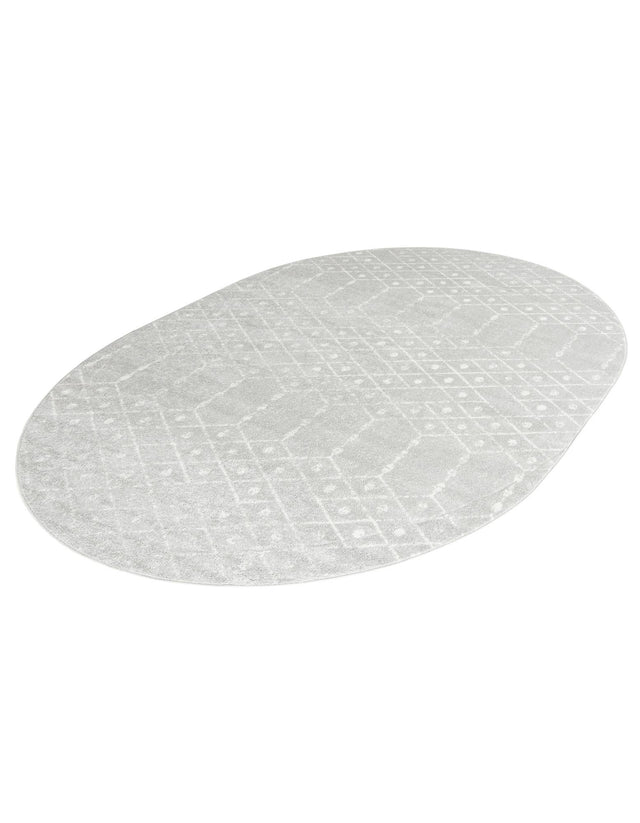 Light Gray 7' 10 x 10' Paxon Trellis Oval Area Rug Geometric Durable Stain Resistant Easy Clean Carpet for Modern Interior Home Decor for Sale at Rug Engine
