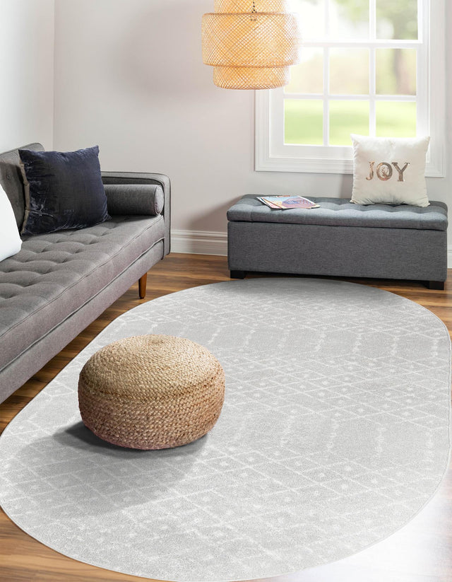 Light Gray 7' 10 x 10' Paxon Trellis Oval Area Rug Geometric Durable Stain Resistant Easy Clean Carpet for Modern Interior Home Decor for Sale at Rug Engine