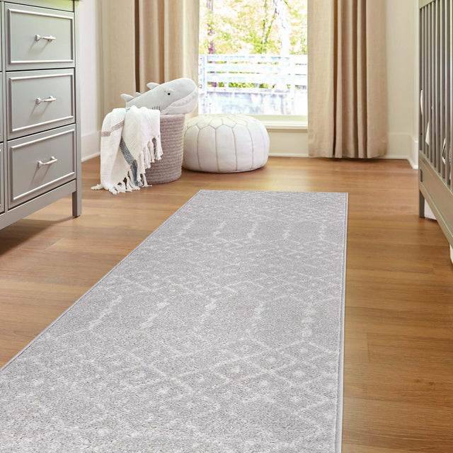 Light Gray 2' 11 x 16' Paxon Trellis Runner Area Rug Geometric Durable Stain Resistant Easy Clean Carpet for Modern Interior Home Decor for Sale at Rug Engine