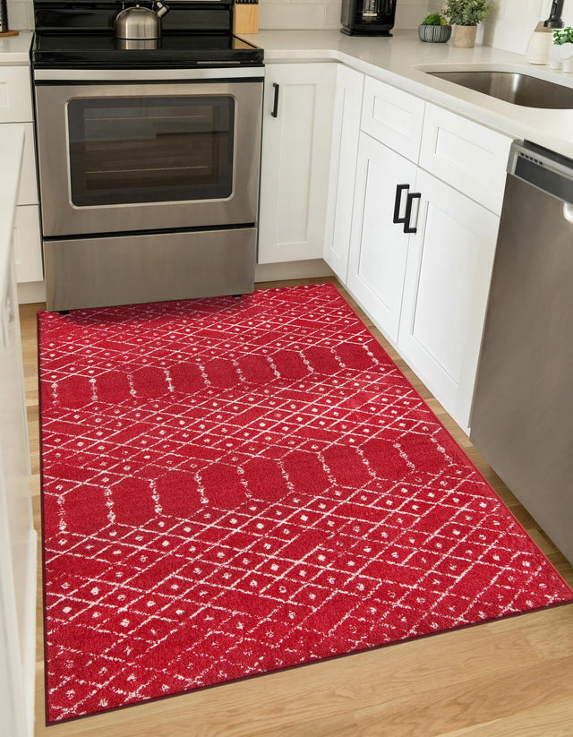 Raspberry Pink 7' 10 x 10' Paxon Trellis Rectangle Area Rug Geometric Durable Stain Resistant Easy Clean Carpet for Modern Interior Home Decor for Sale at Rug Engine