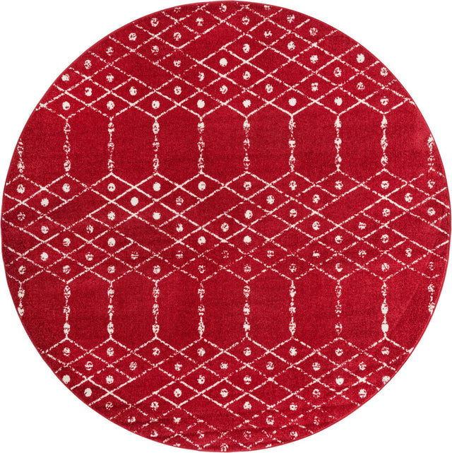 Raspberry Pink 7' 10 x 7' 10 Paxon Trellis Round Area Rug Geometric Durable Stain Resistant Easy Clean Carpet for Modern Interior Home Decor for Sale at Rug Engine