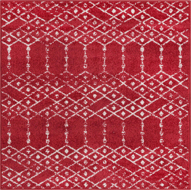 Raspberry Pink 4' x 4' Paxon Trellis Square Area Rug Geometric Durable Stain Resistant Easy Clean Carpet for Modern Interior Home Decor for Sale at Rug Engine