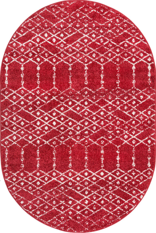 Raspberry Pink 4' x 6' Paxon Trellis Oval Area Rug Geometric Durable Stain Resistant Easy Clean Carpet for Modern Interior Home Decor for Sale at Rug Engine