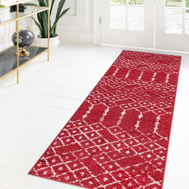 Raspberry Pink 2' 11 x 13' Paxon Trellis Runner Area Rug Geometric Durable Stain Resistant Easy Clean Carpet for Modern Interior Home Decor for Sale at Rug Engine