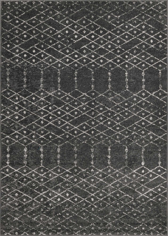 Charcoal Gray 7' x 10' Paxon Trellis Rectangle Area Rug Geometric Durable Stain Resistant Easy Clean Carpet for Modern Interior Home Decor for Sale at Rug Engine