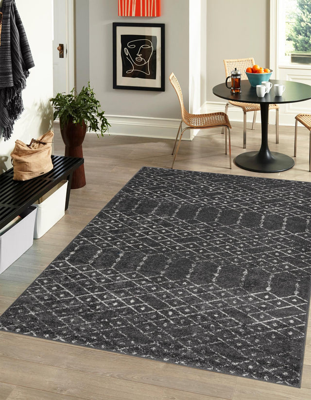 Charcoal Gray 5' 3 x 8' Paxon Trellis Rectangle Area Rug Geometric Durable Stain Resistant Easy Clean Carpet for Modern Interior Home Decor for Sale at Rug Engine