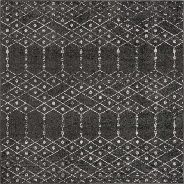 Charcoal Gray 7' 10 x 7' 10 Paxon Trellis Square Area Rug Geometric Durable Stain Resistant Easy Clean Carpet for Modern Interior Home Decor for Sale at Rug Engine