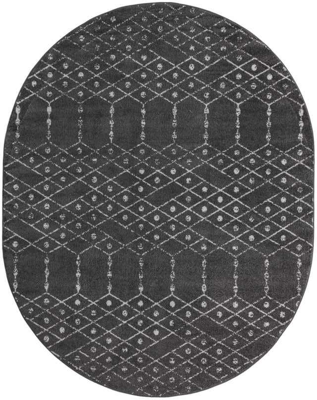 Charcoal Gray 7' 10 x 10' Paxon Trellis Oval Area Rug Geometric Durable Stain Resistant Easy Clean Carpet for Modern Interior Home Decor for Sale at Rug Engine
