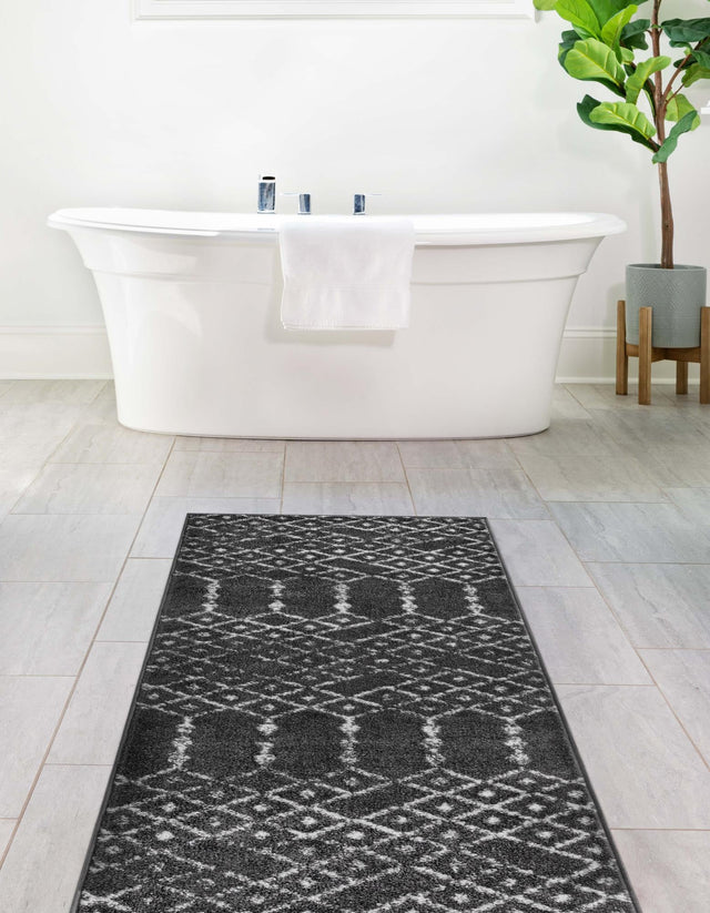 Charcoal Gray 2' 11 x 16' Paxon Trellis Runner Area Rug Geometric Durable Stain Resistant Easy Clean Carpet for Modern Interior Home Decor for Sale at Rug Engine
