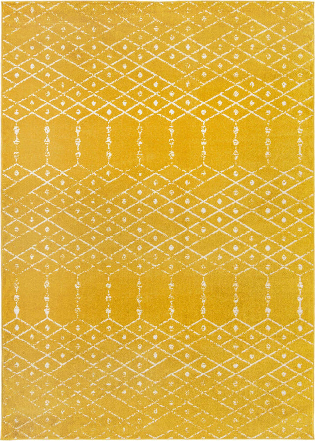 Yellow 7' x 10' Paxon Trellis Rectangle Area Rug Geometric Durable Stain Resistant Easy Clean Carpet for Modern Interior Home Decor for Sale at Rug Engine