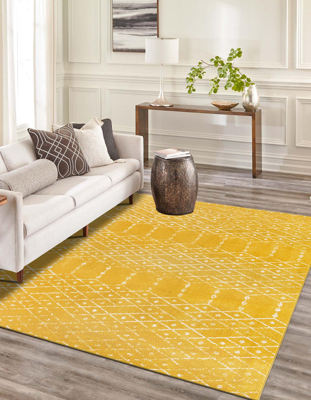 Yellow 5' 3 x 8' Paxon Trellis Rectangle Area Rug Geometric Durable Stain Resistant Easy Clean Carpet for Modern Interior Home Decor for Sale at Rug Engine