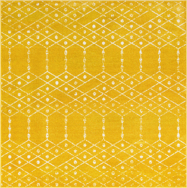 Yellow 7' 10 x 7' 10 Paxon Trellis Square Area Rug Geometric Durable Stain Resistant Easy Clean Carpet for Modern Interior Home Decor for Sale at Rug Engine