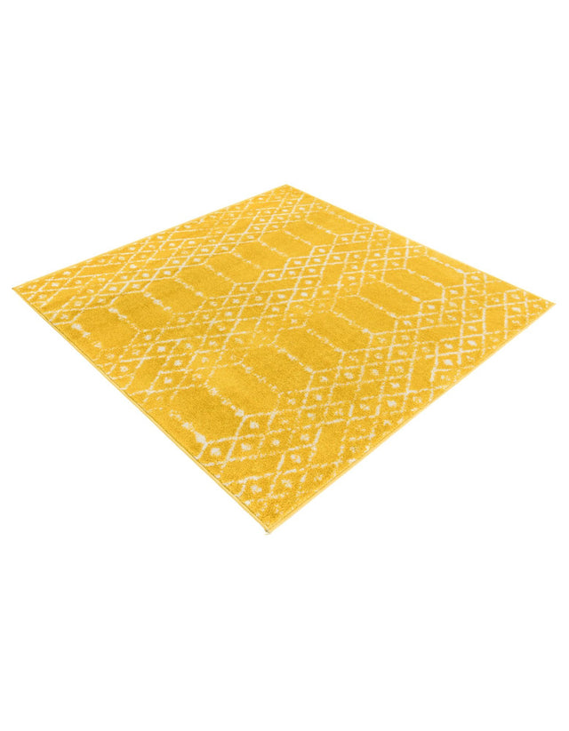 Yellow 4' x 4' Paxon Trellis Square Area Rug Geometric Durable Stain Resistant Easy Clean Carpet for Modern Interior Home Decor for Sale at Rug Engine