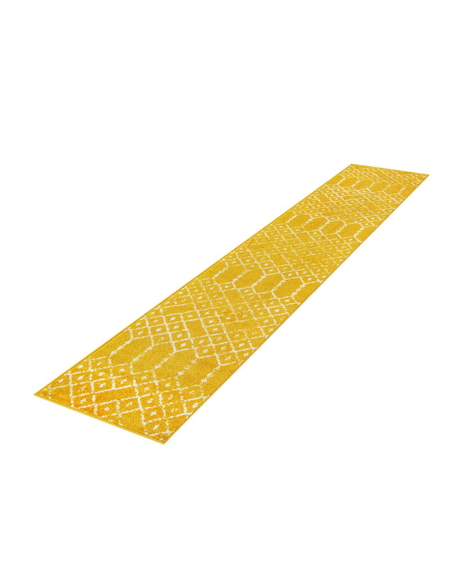 Yellow 2' x 8' Paxon Trellis Runner Area Rug Geometric Durable Stain Resistant Easy Clean Carpet for Modern Interior Home Decor for Sale at Rug Engine