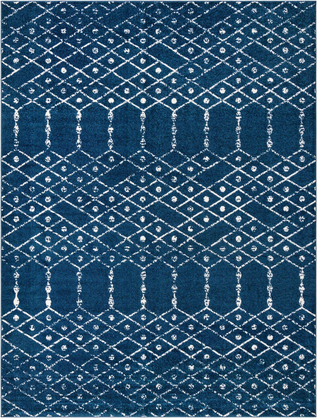 Navy Blue 10' x 13' Paxon Trellis Rectangle Area Rug Geometric Durable Stain Resistant Easy Clean Carpet for Modern Interior Home Decor for Sale at Rug Engine