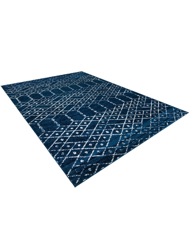 Navy Blue 9' x 12' Paxon Trellis Rectangle Area Rug Geometric Durable Stain Resistant Easy Clean Carpet for Modern Interior Home Decor for Sale at Rug Engine
