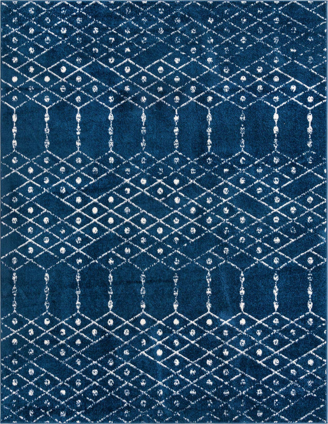 Navy Blue 7' 10 x 10' Paxon Trellis Rectangle Area Rug Geometric Durable Stain Resistant Easy Clean Carpet for Modern Interior Home Decor for Sale at Rug Engine