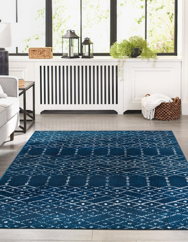 Navy Blue 3' 3 x 5' 3 Paxon Trellis Rectangle Area Rug Geometric Durable Stain Resistant Easy Clean Carpet for Modern Interior Home Decor for Sale at Rug Engine
