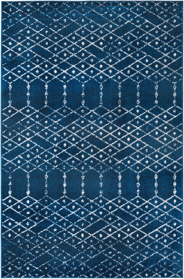 Navy Blue 5' 3 x 8' Paxon Trellis Rectangle Area Rug Geometric Durable Stain Resistant Easy Clean Carpet for Modern Interior Home Decor for Sale at Rug Engine