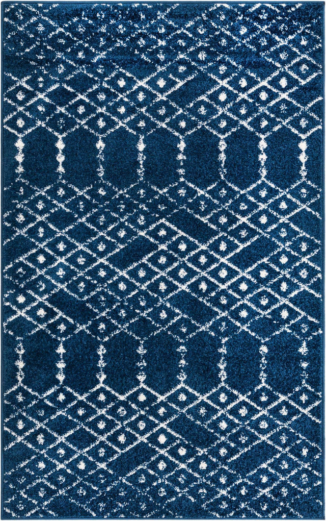Navy Blue 3' 3 x 5' 3 Paxon Trellis Rectangle Area Rug Geometric Durable Stain Resistant Easy Clean Carpet for Modern Interior Home Decor for Sale at Rug Engine