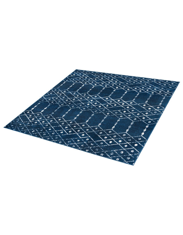Navy Blue 7' 10 x 7' 10 Paxon Trellis Square Area Rug Geometric Durable Stain Resistant Easy Clean Carpet for Modern Interior Home Decor for Sale at Rug Engine