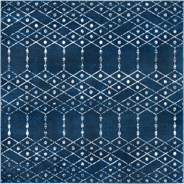 Navy Blue 7' 10 x 7' 10 Paxon Trellis Square Area Rug Geometric Durable Stain Resistant Easy Clean Carpet for Modern Interior Home Decor for Sale at Rug Engine