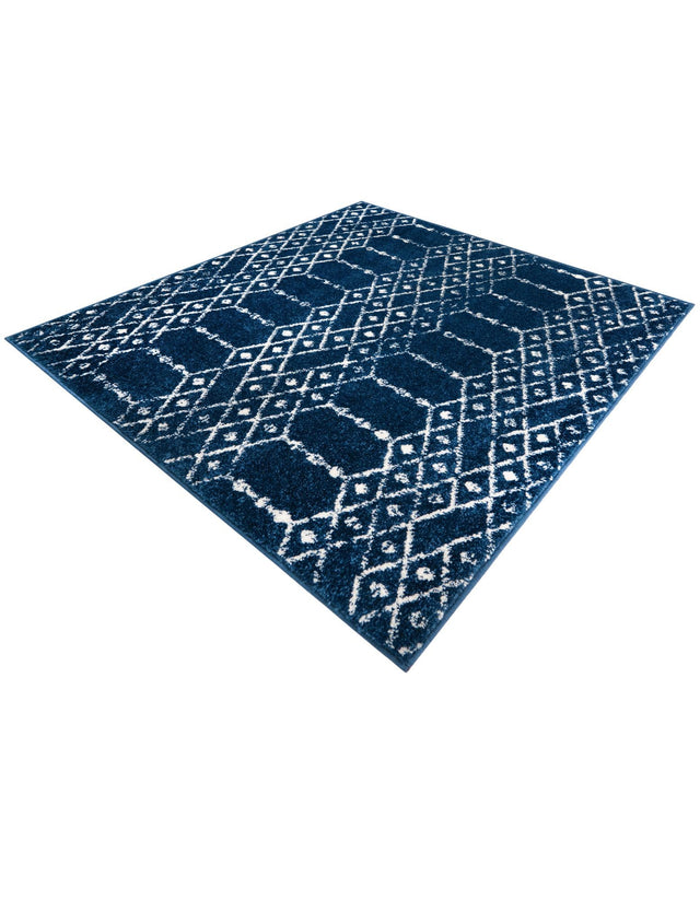 Navy Blue 4' x 4' Paxon Trellis Square Area Rug Geometric Durable Stain Resistant Easy Clean Carpet for Modern Interior Home Decor for Sale at Rug Engine