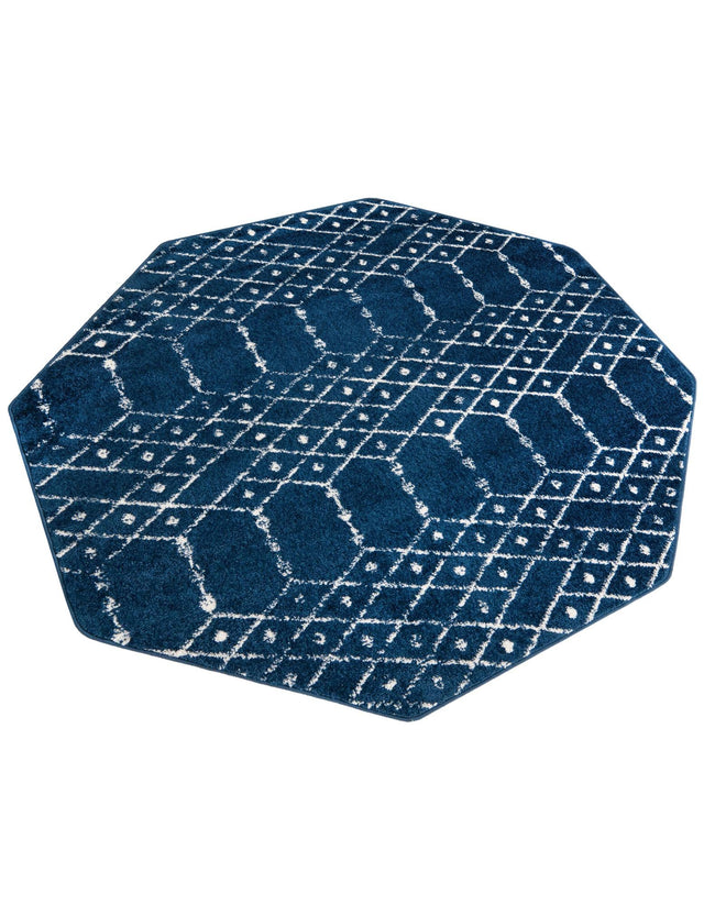 Navy Blue 5' 3 x 5' 3 Paxon Trellis Octagon Area Rug Geometric Durable Stain Resistant Easy Clean Carpet for Modern Interior Home Decor for Sale at Rug Engine