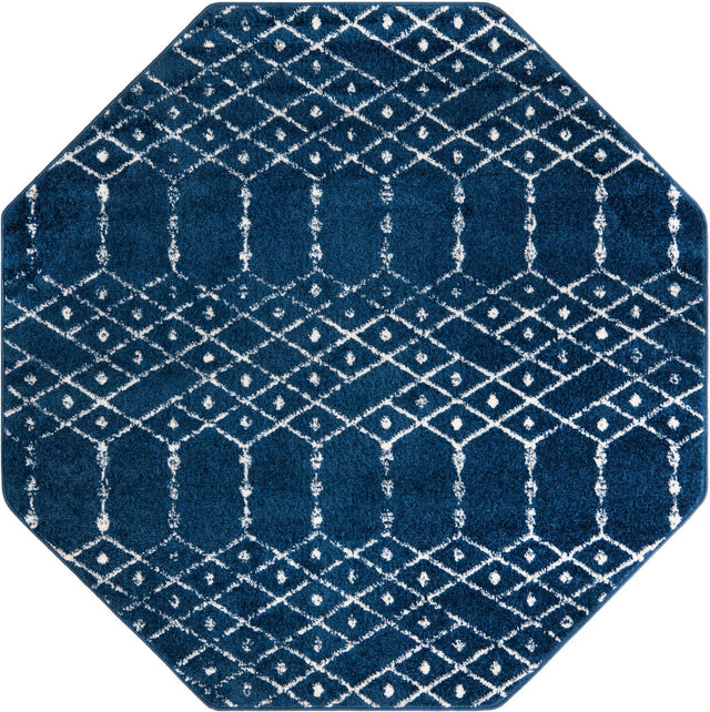 Navy Blue 5' 3 x 5' 3 Paxon Trellis Octagon Area Rug Geometric Durable Stain Resistant Easy Clean Carpet for Modern Interior Home Decor for Sale at Rug Engine