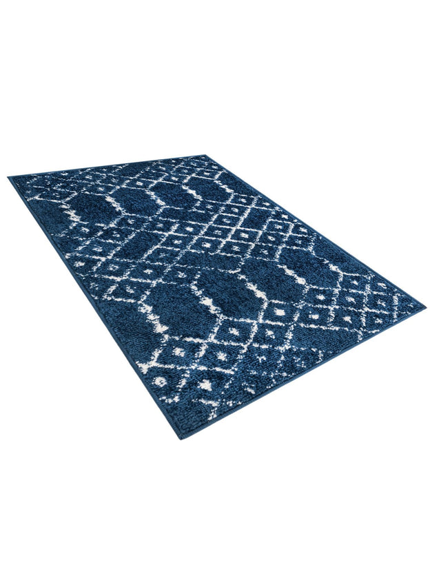 Navy Blue 2' x 3' Paxon Trellis Rectangle Area Rug Geometric Durable Stain Resistant Easy Clean Carpet for Modern Interior Home Decor for Sale at Rug Engine