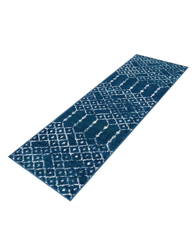 Navy Blue 2' x 6' Paxon Trellis Runner Area Rug Geometric Durable Stain Resistant Easy Clean Carpet for Modern Interior Home Decor for Sale at Rug Engine