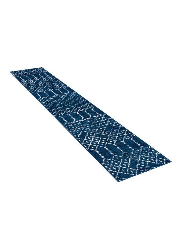Navy Blue 2' x 8' Paxon Trellis Runner Area Rug Geometric Durable Stain Resistant Easy Clean Carpet for Modern Interior Home Decor for Sale at Rug Engine