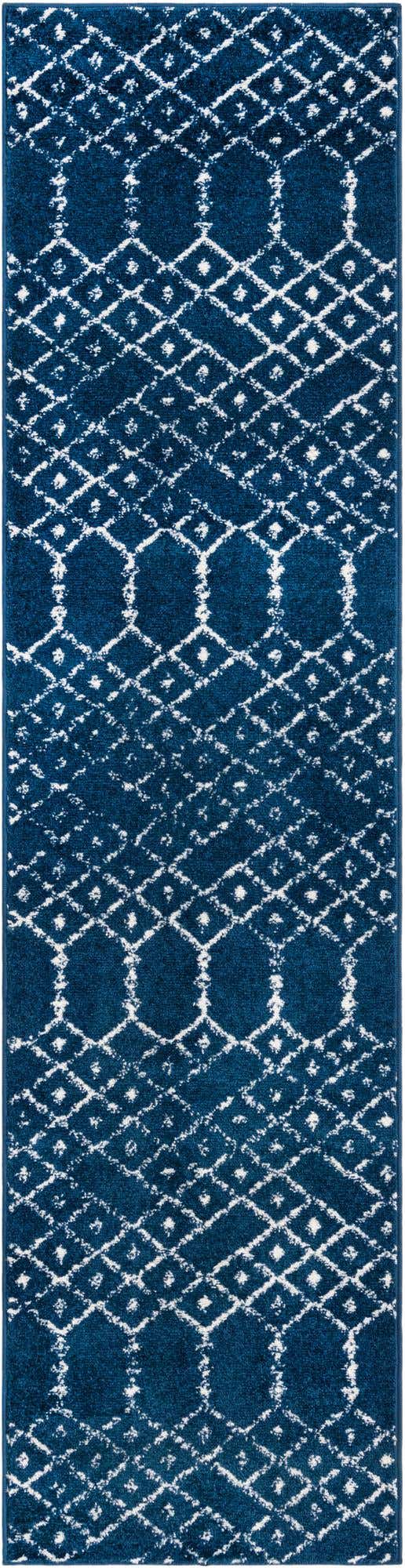 Navy Blue 2' x 8' Paxon Trellis Runner Area Rug Geometric Durable Stain Resistant Easy Clean Carpet for Modern Interior Home Decor for Sale at Rug Engine