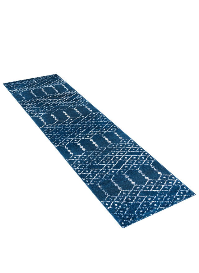 Navy Blue 2' x 9' 10 Paxon Trellis Runner Area Rug Geometric Durable Stain Resistant Easy Clean Carpet for Modern Interior Home Decor for Sale at Rug Engine
