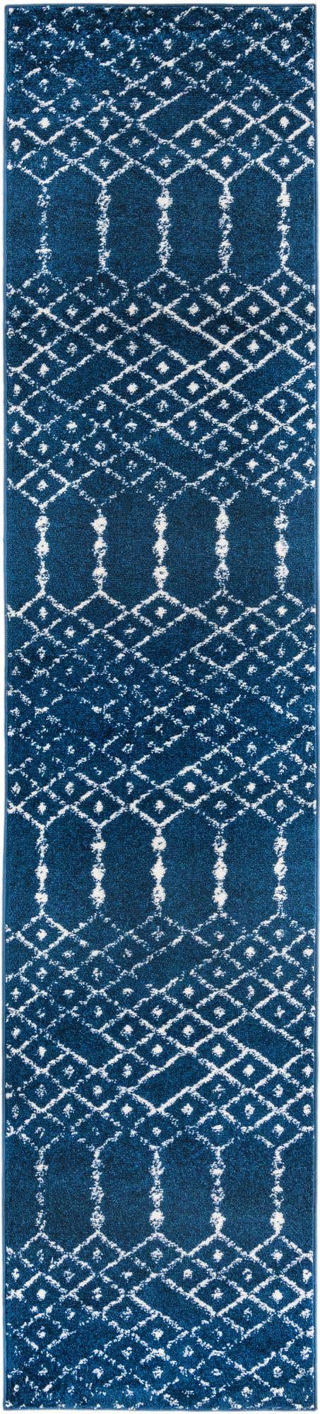 Navy Blue 2' x 9' 10 Paxon Trellis Runner Area Rug Geometric Durable Stain Resistant Easy Clean Carpet for Modern Interior Home Decor for Sale at Rug Engine