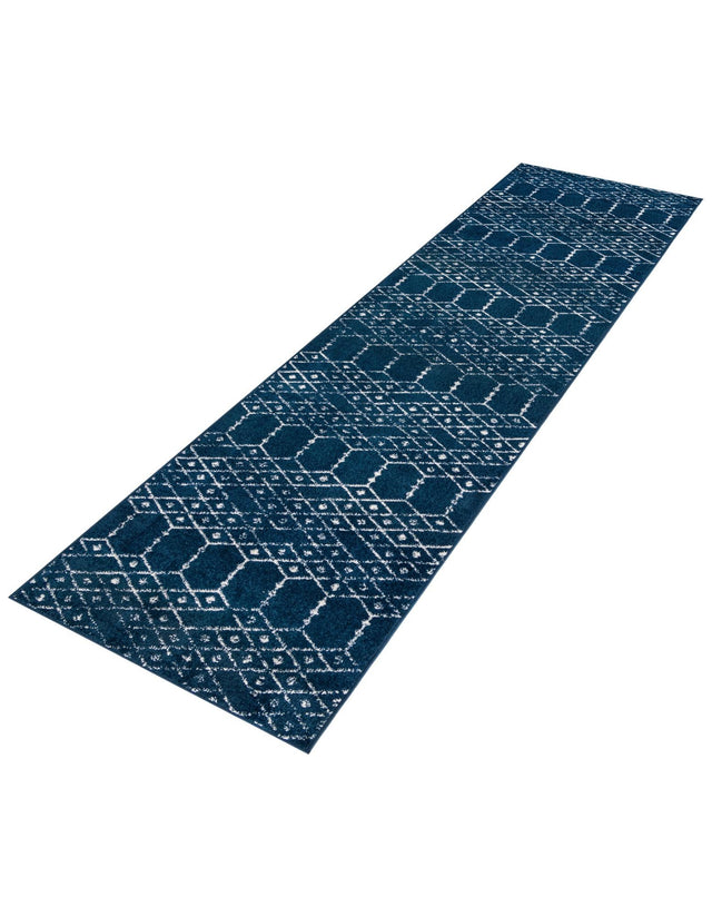Navy Blue 2' 11 x 13' Paxon Trellis Runner Area Rug Geometric Durable Stain Resistant Easy Clean Carpet for Modern Interior Home Decor for Sale at Rug Engine