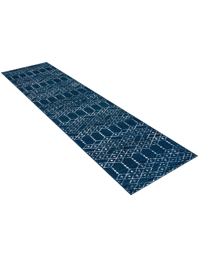 Navy Blue 2' 11 x 13' Paxon Trellis Runner Area Rug Geometric Durable Stain Resistant Easy Clean Carpet for Modern Interior Home Decor for Sale at Rug Engine
