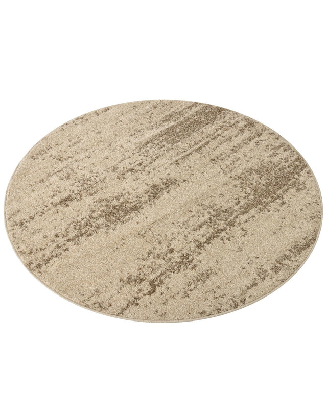 Bone Beige 4' 1 x 4' 1 Del Mar Round Area Rug 100% Polypropylene Easy Clean Stain Resistant Vivid Modern Carpet Mat for Home Decor Interior Designing for Sale at Rug Engine