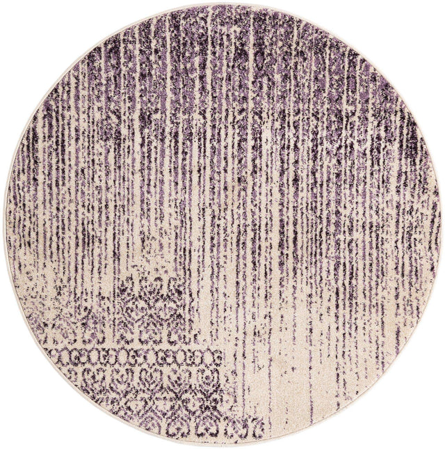 Purple 4' 1 x 4' 1 Del Mar Round Area Rug 100% Polypropylene Easy Clean Stain Resistant Vivid Modern Carpet Mat for Home Decor Interior Designing for Sale at Rug Engine