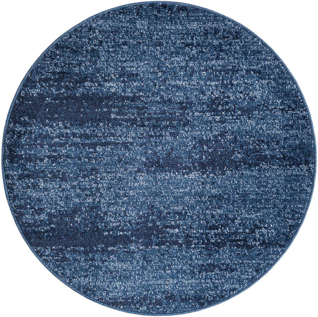 Navy Blue 4' 1 x 4' 1 Del Mar Round Area Rug 100% Polypropylene Easy Clean Stain Resistant Vivid Modern Carpet Mat for Home Decor Interior Designing for Sale at Rug Engine