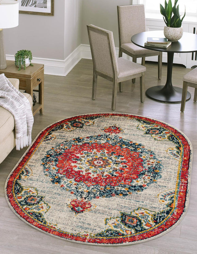 Ivory 4' 1 x 6' 1 Penrose Oval Area Rug