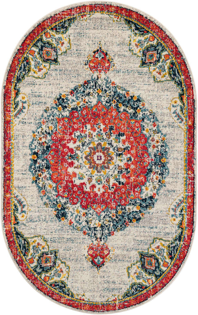 Ivory 5' 3 x 8' Penrose Oval Area Rug