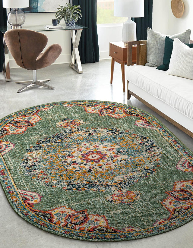 Green 4' 1 x 6' 1 Penrose Oval Area Rug
