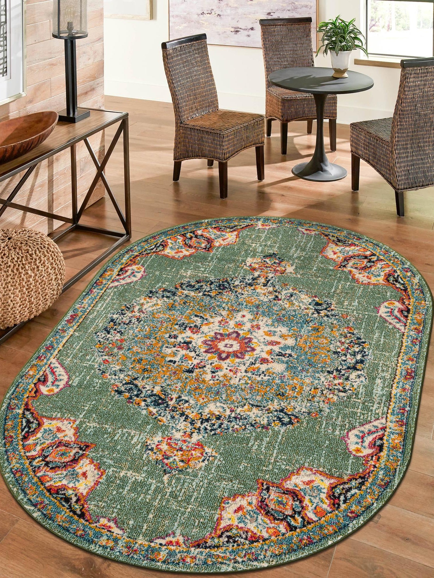 Green 5' 3 x 8' Penrose Oval Area Rug
