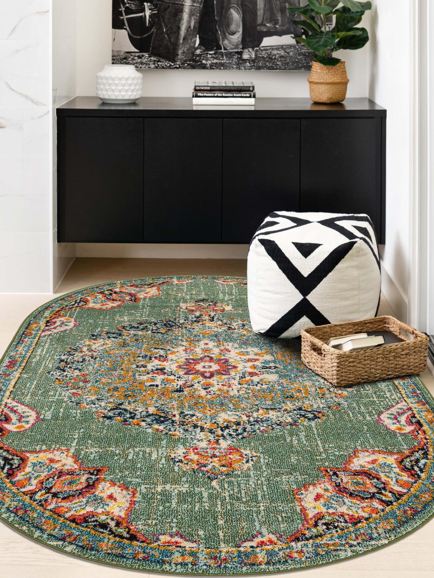 Green 5' 3 x 8' Penrose Oval Area Rug