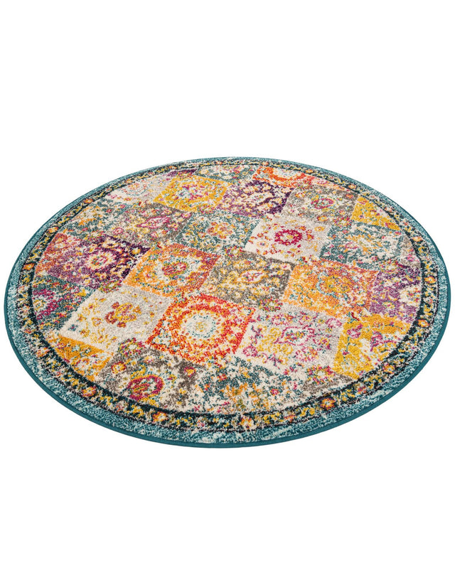 Multicolor 5' 3 x 5' 3 Penrose Round Area Rug