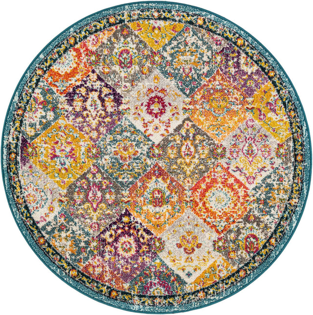 Multicolor 5' 3 x 5' 3 Penrose Round Area Rug
