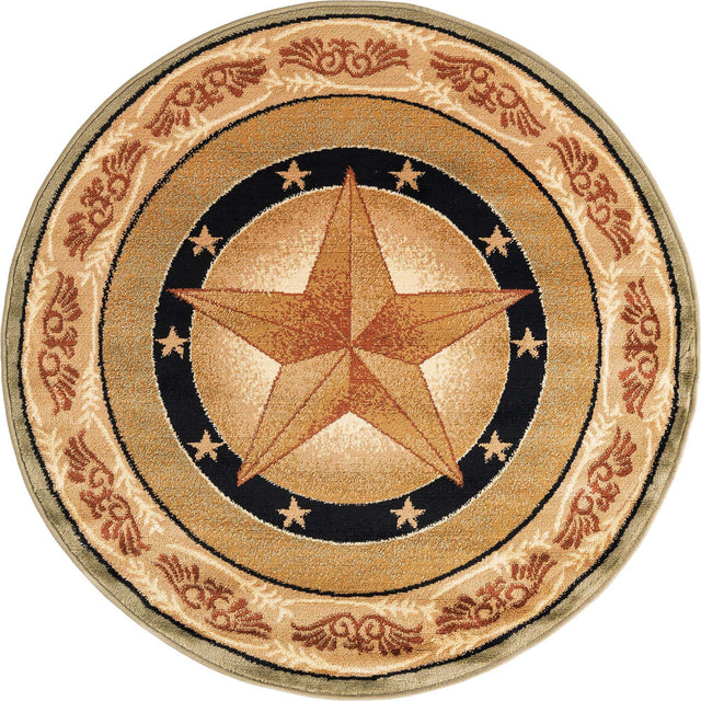 Green 4' 1 x 4' 1 Pioneer Round Area Rug Classic Southwestern Motif Durable Stain Resistant Easy Clean Carpet for Traditional Interior Decor for Sale at Rug Engine