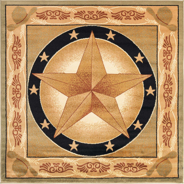 Green 5' 3 x 5' 3 Pioneer Square Area Rug Classic Southwestern Motif Durable Stain Resistant Easy Clean Carpet for Traditional Interior Decor for Sale at Rug Engine