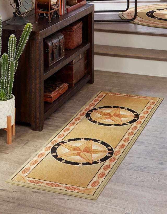 Green 2' x 10' Pioneer Runner Area Rug Classic Southwestern Motif Durable Stain Resistant Easy Clean Carpet for Traditional Interior Decor for Sale at Rug Engine